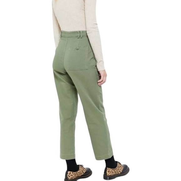 Urban Outfitters Lance Utility Trouser Pants 2 Green High Rise Button Front - Picture 2 of 8